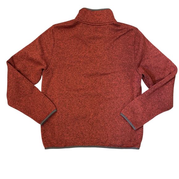 L.L. Bean Sweater Mens Medium Red Slightly Fitted 1/4 Snap Mock Fleece Pullover - Picture 2 of 10